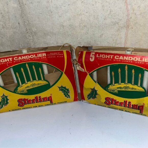 Vintage 5 Light Candolier, Vintage Christmas Candle Lights by Sterling - Picture 1 of 2